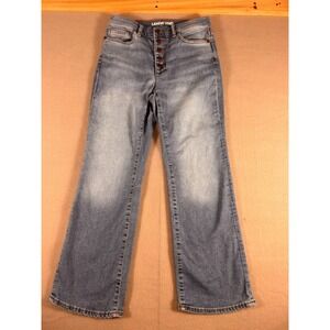 Lands End Button Fly High Rise Wide Leg Light Wash Blue Jeans Womens 4 27 545954
